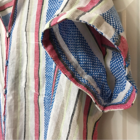 Caffe Marrakesh Linen Blend Loose Fit Striped Shirt Medium - Picture 5 of 8